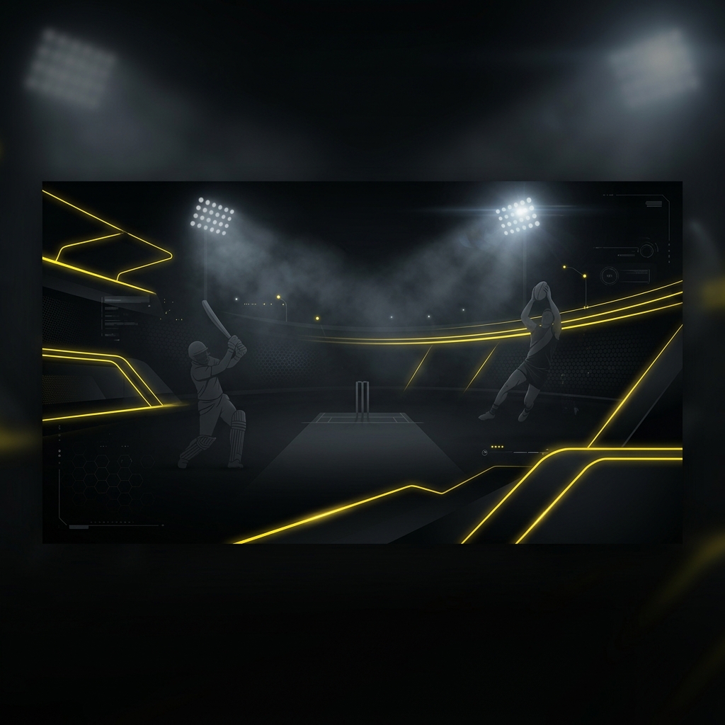 Parimatch Australia sports betting and casino — cricket stadium with yellow neon lights