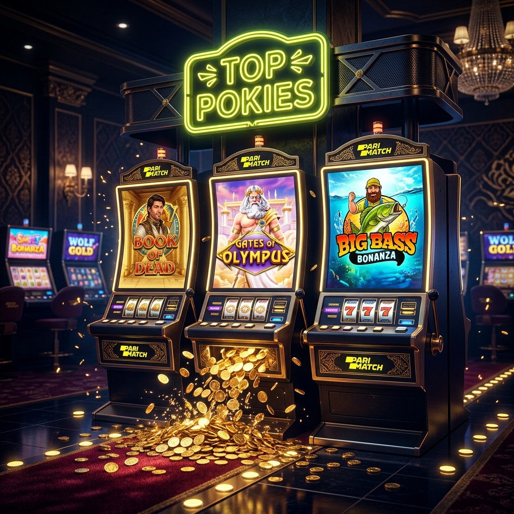 Parimatch top pokies — Book of Dead, Gates of Olympus, Big Bass Bonanza slot machines with gold coins