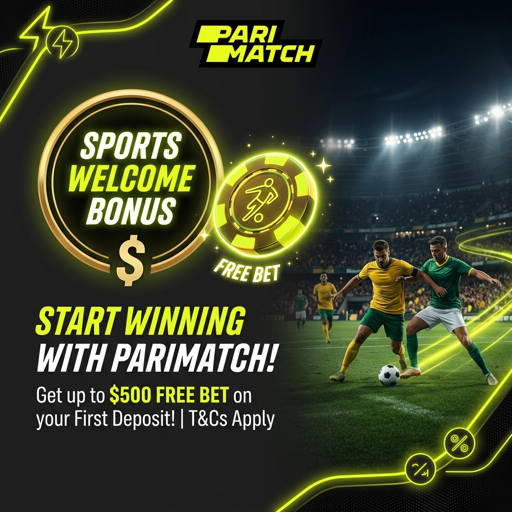Parimatch sports welcome bonus — free bet offer with NRL football match background